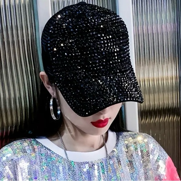 Black Rhinestone Decor Baseball Cap - Picture 8 of 16